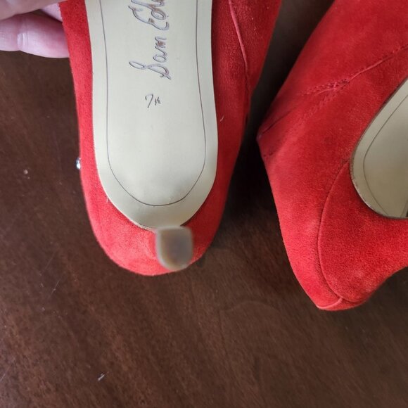 Sam Edelman Red Suede Slides With Heels NWOT Sz 7 ½ - Picture 6 of 9